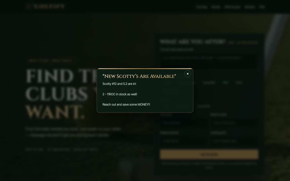 Home page of the Golfify website